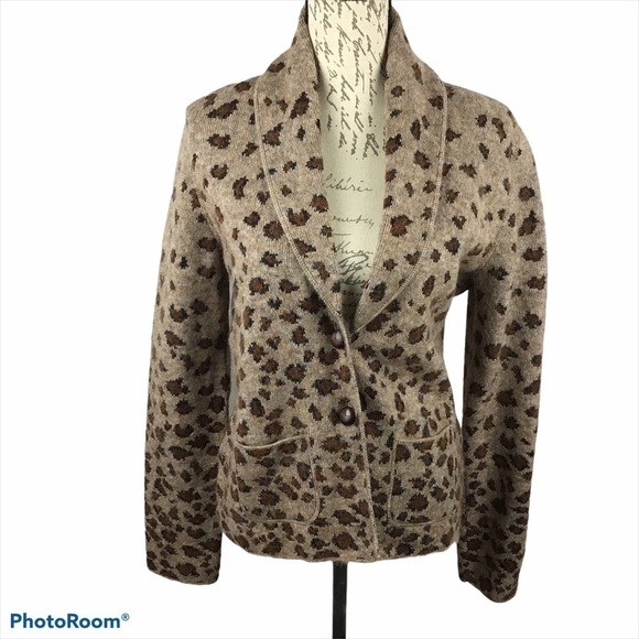Belvedere Animal Print Wool Mohair Blend Cardigan - Picture 1 of 5